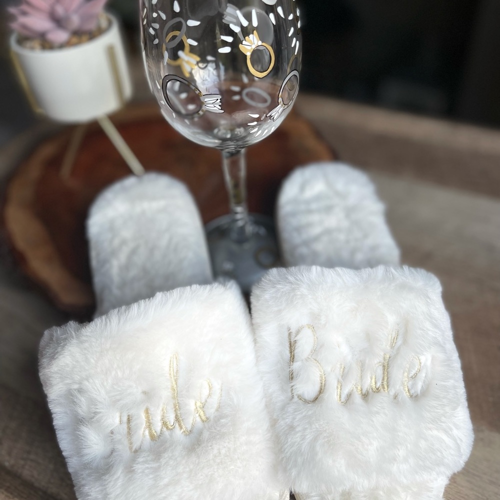 Slippers & Wine Glass for the Bride to Be